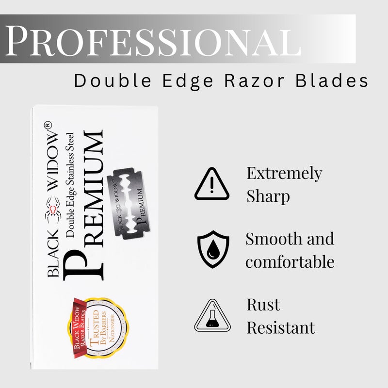 Black Widow Premium Double Edge Razor Blades - Swedish Steel Premium for Safety Razors and Straight Edge Razors - (100 Count) - Image 3